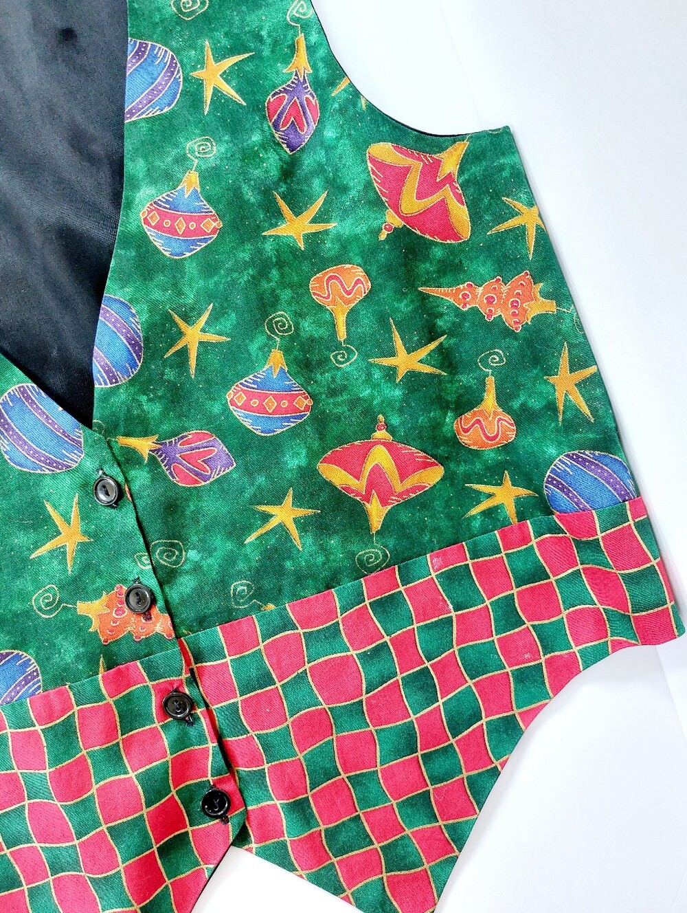 90s Vintage Christmas Ornament Vest Whimsy Granny Cottagecore Holiday Teacher - Picture 4 of 7